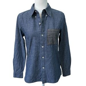 Kate Spade Saturday Denim Chambray Blue Long Sleeve Button Up Shirt Size 2